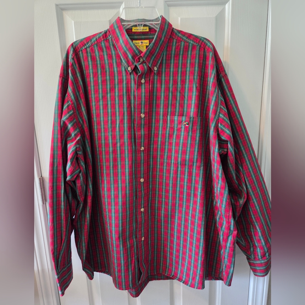 Duck Head Green and Red Casual Button Down Shirt